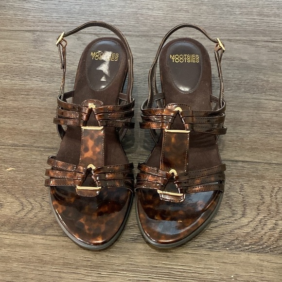 NEW Mootsies Tootsies Brown Marbled Small Wedge Sandals | Size 10 - Picture 3 of 12